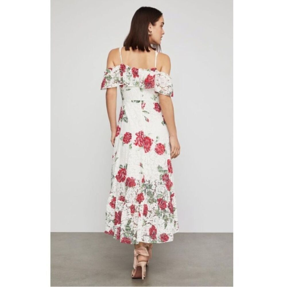 BCBGMaxazria Womens Floral Rose Dress Lace Overlay X-Small - Picture 3 of 13